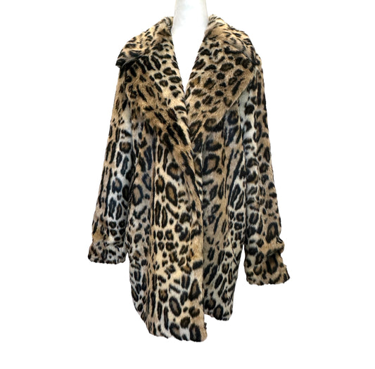 Leopard Faux Fur Coat - M