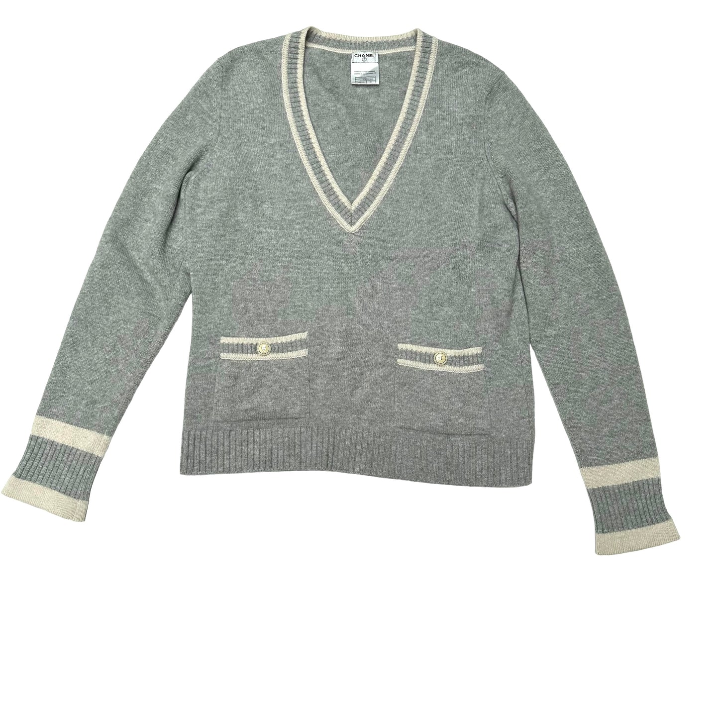 Grey & Cream Sweater - L