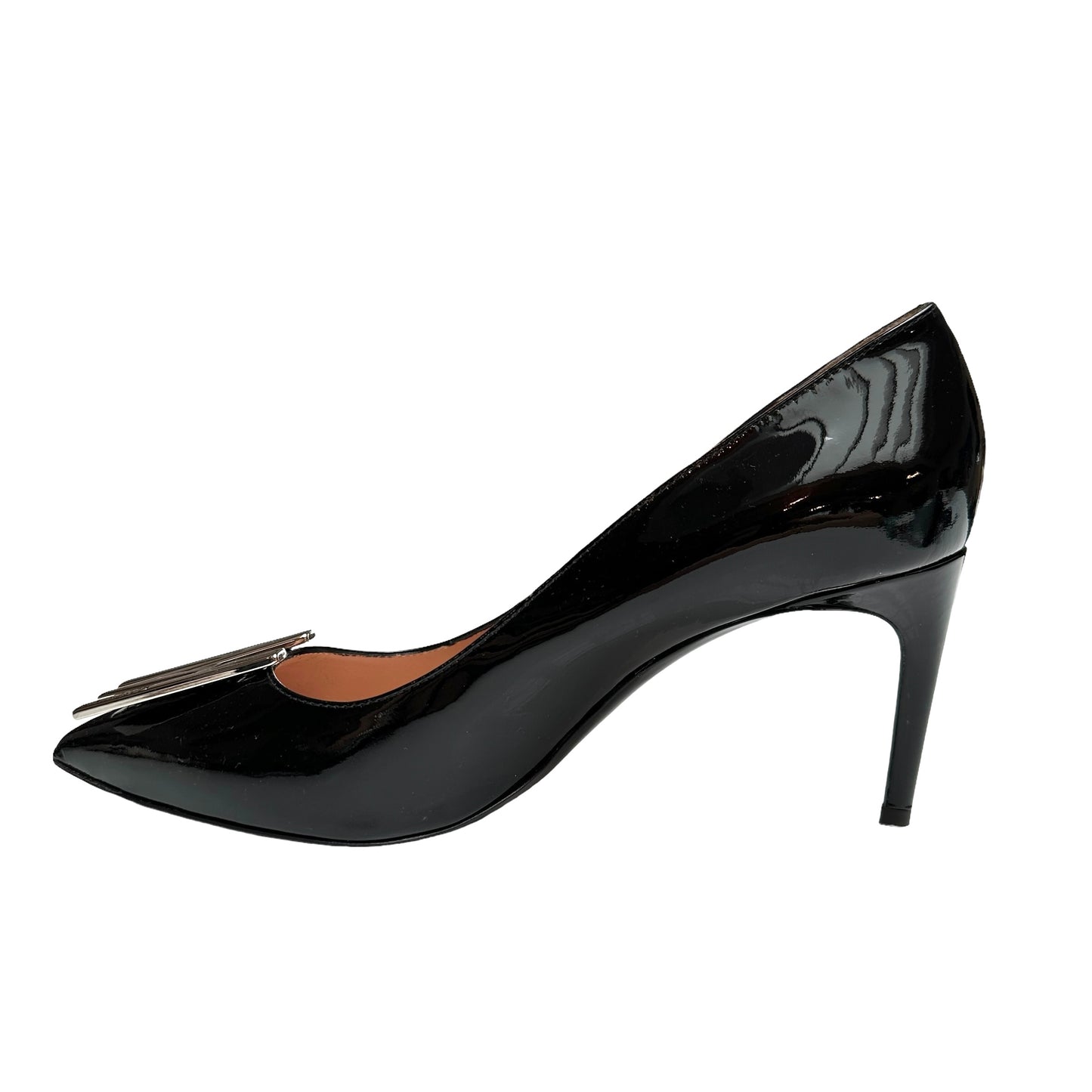 Black Patent Logo Heels - 11