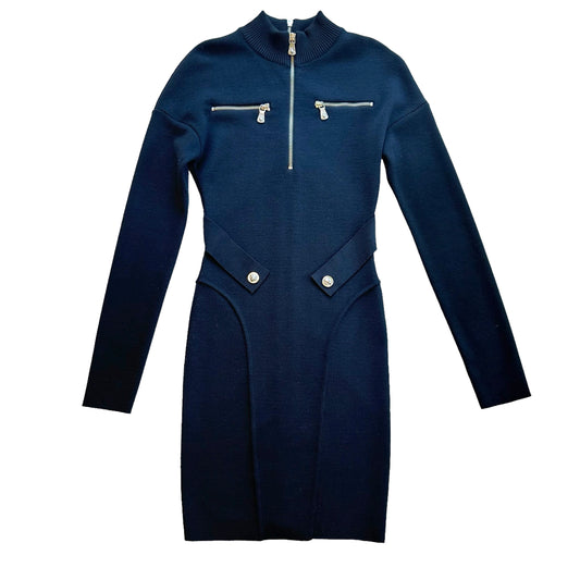 Gold Zipper Black Dress - M