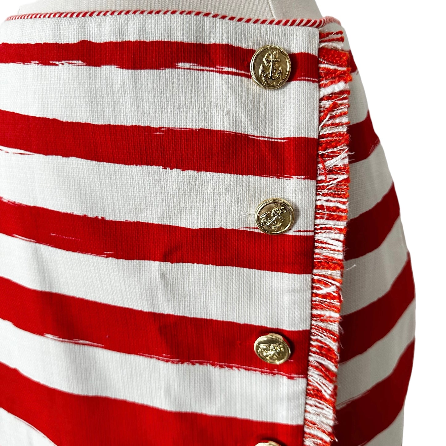 Red and White Stripped Nautical Skirt - XS
