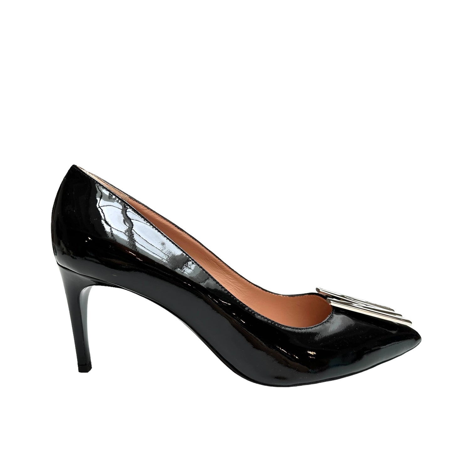 Black Patent Logo Heels - 11