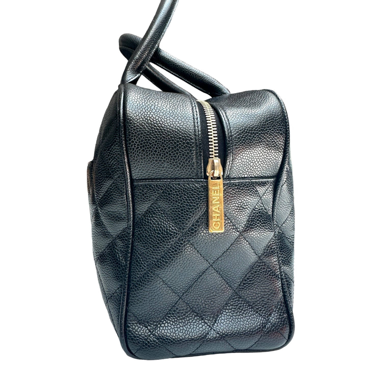 Black Timeless Caviar Leather Bowling Bag