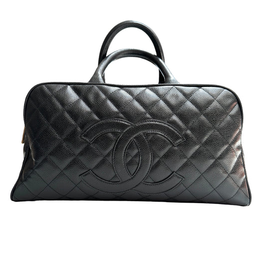 Black Timeless Caviar Leather Bowling Bag