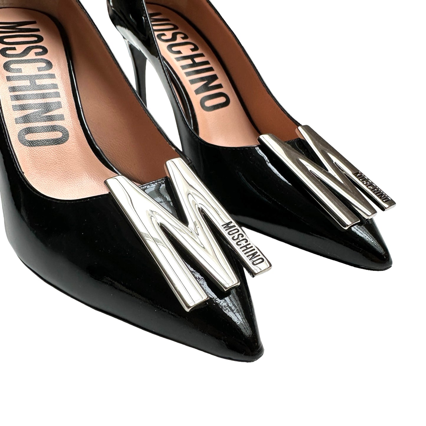 Black Patent Logo Heels - 11