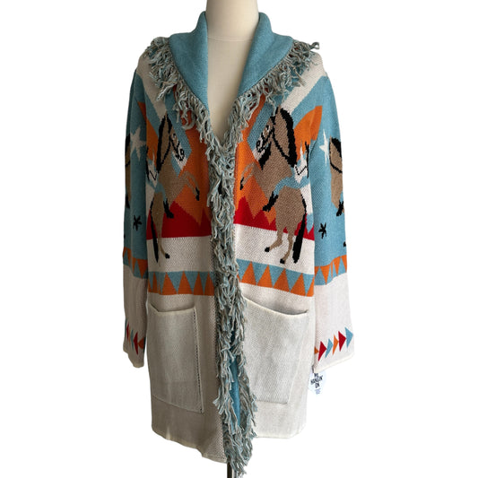 Fringed Printed Cardigan - S