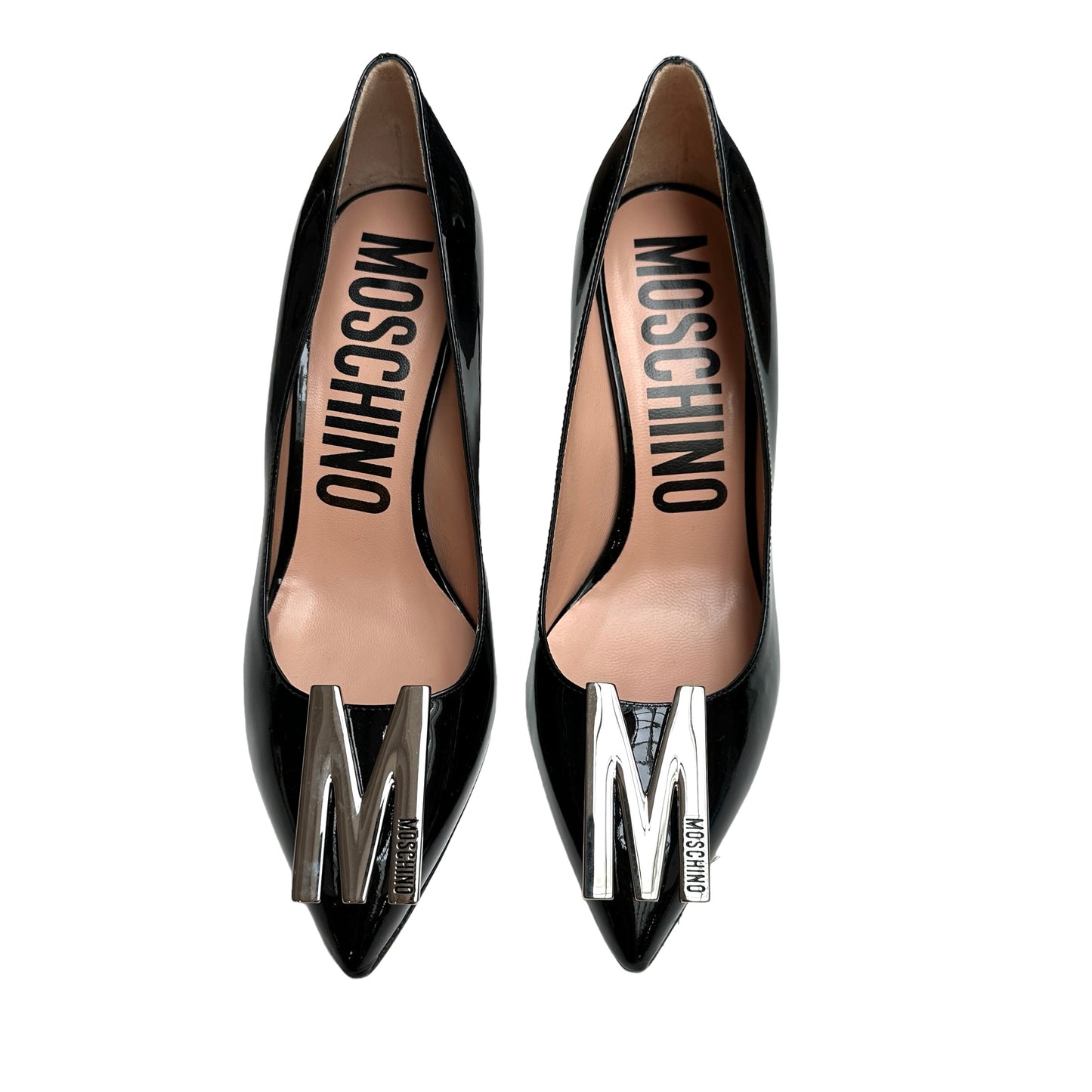 Black Patent Logo Heels - 11