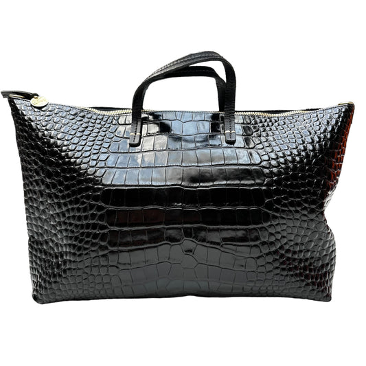 Black Crocodile Embossed Tote