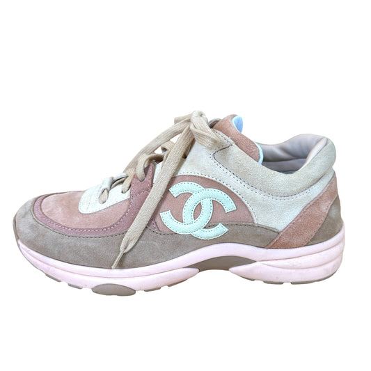 Pink Suede Logo Sneakers - 8
