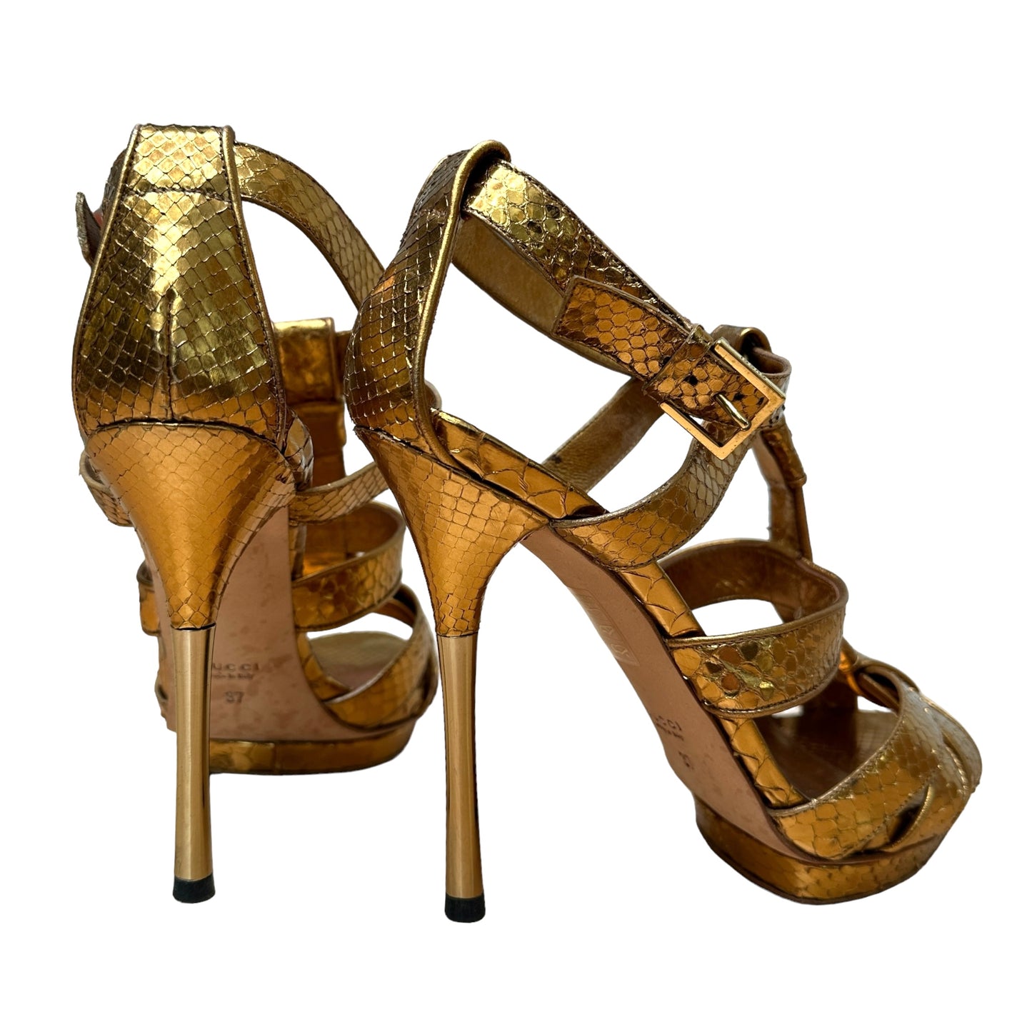Gold Python High Heels - 7