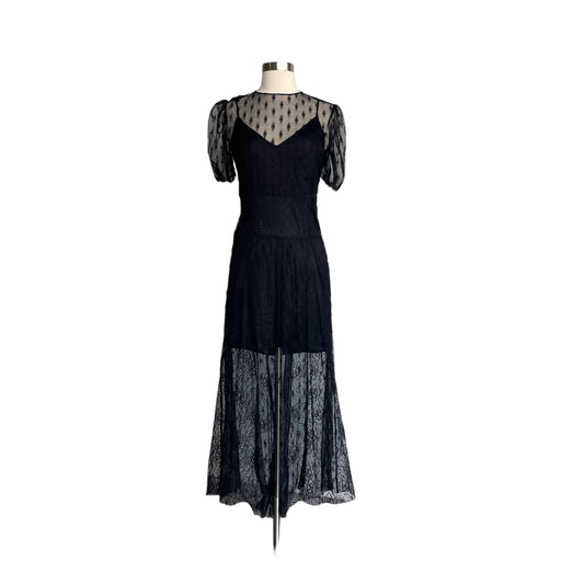 Black Sheer Lace Dress - S