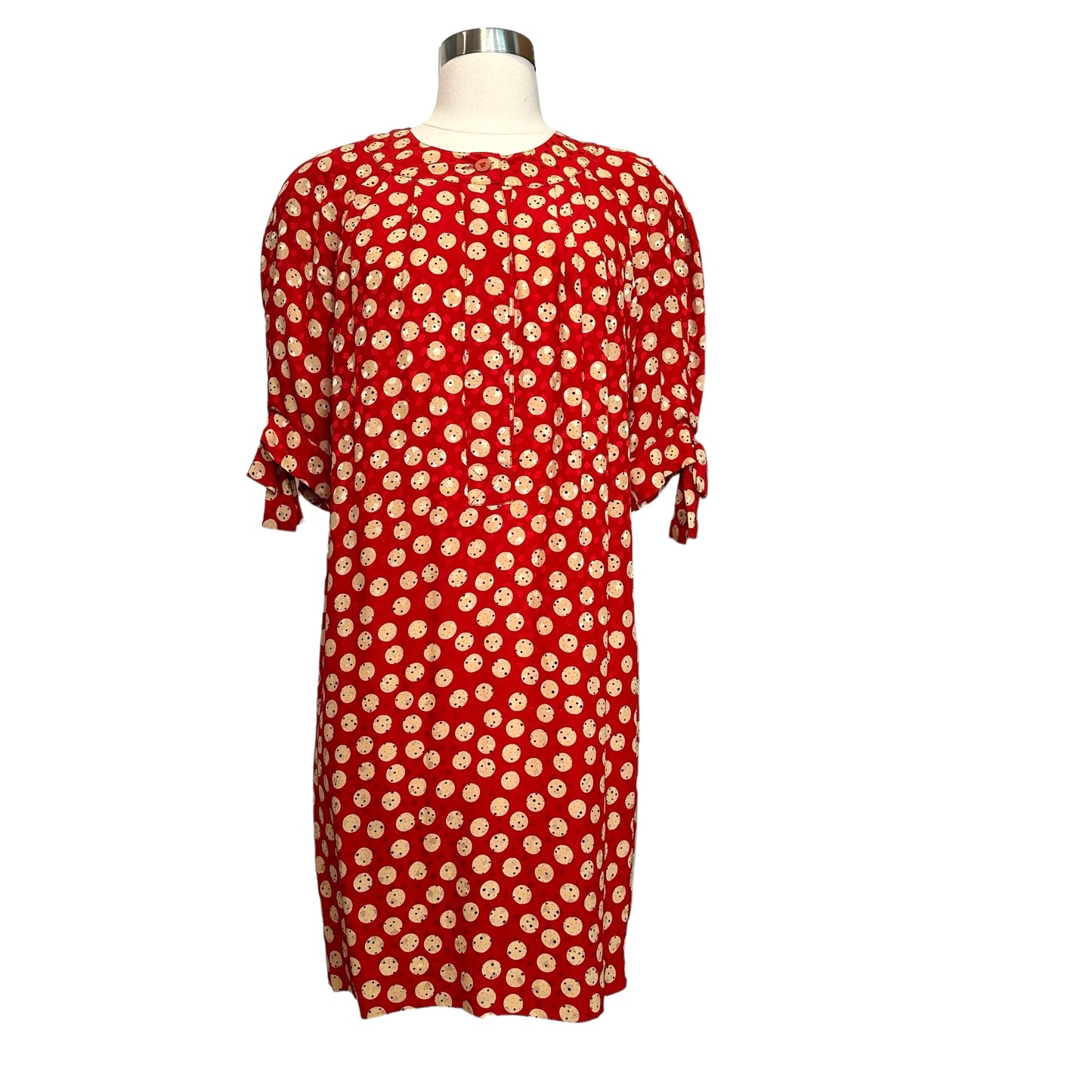 Vintage Red Silk Dress - M