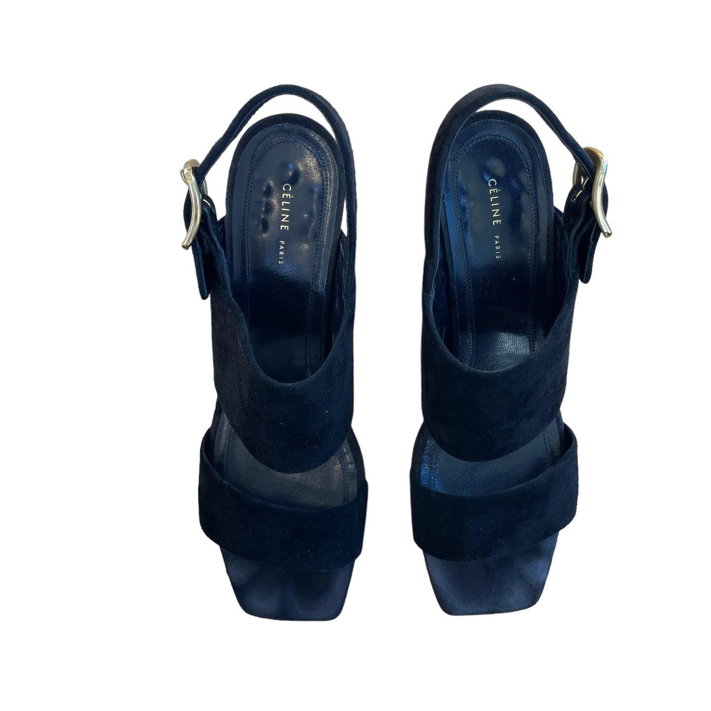 Black Suede Heeled Sandals - 7