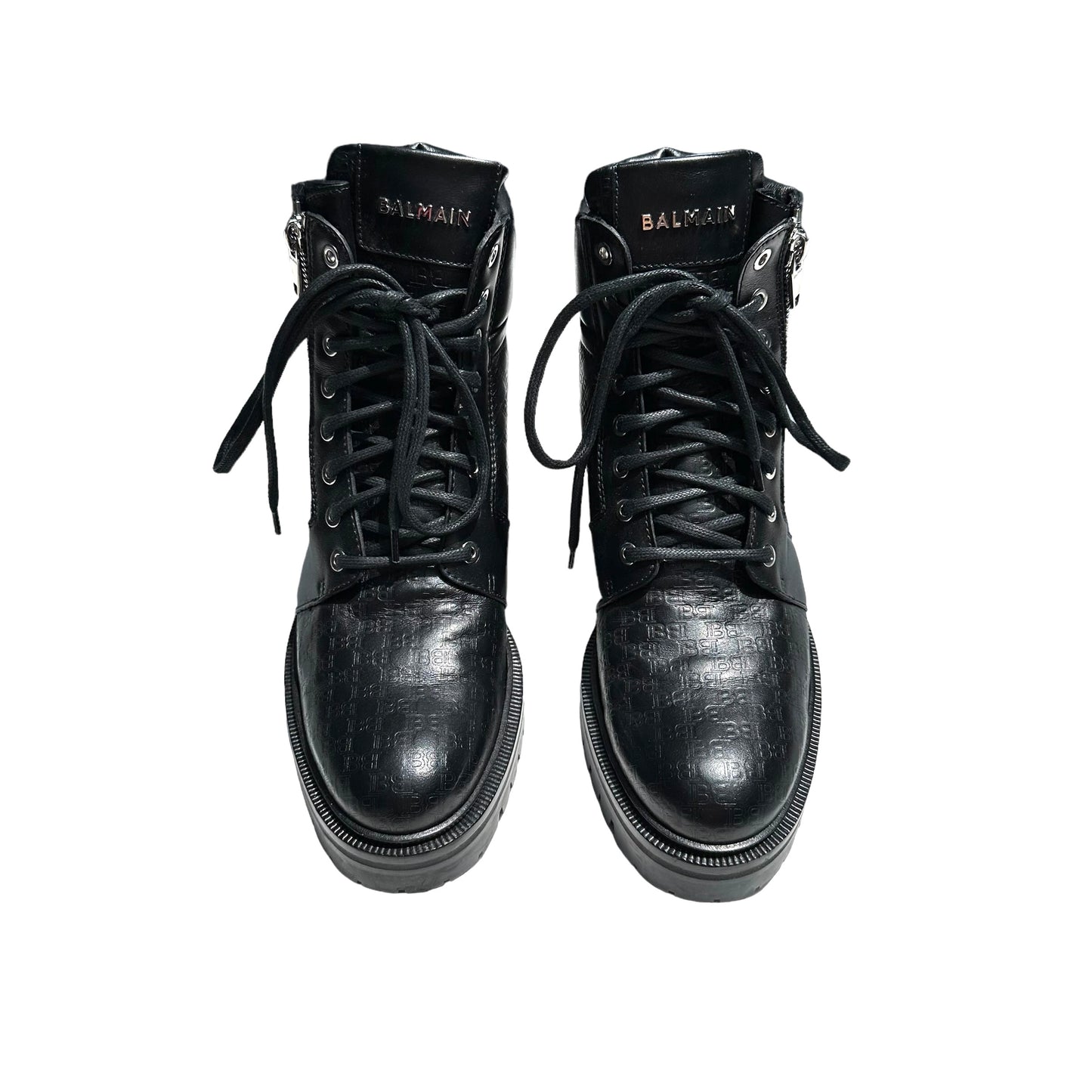 Black Logo Combat Boots - 9