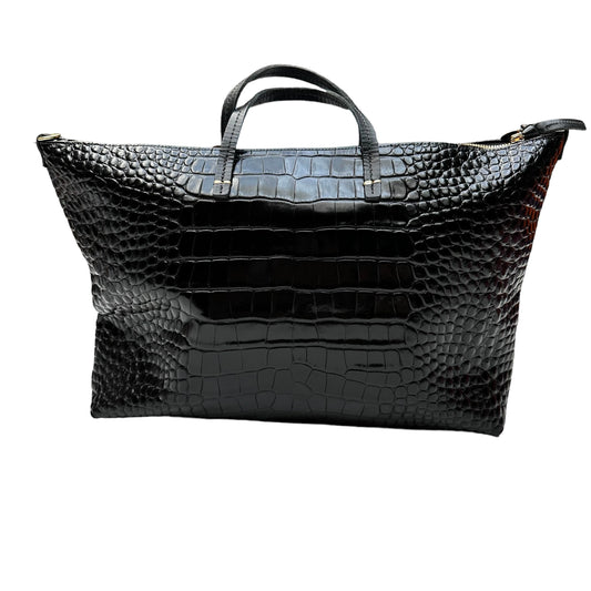 Black Crocodile Embossed Tote