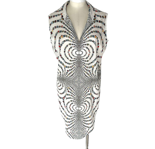 Printed White Dress - M