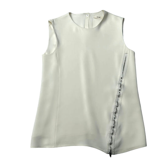 Cream Top w/Zipper - S