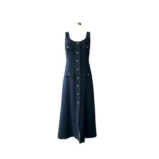 Long Navy Tweed Dress - M