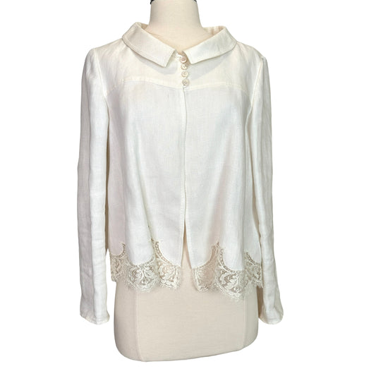 Vintage Cream Linen Jacket - L