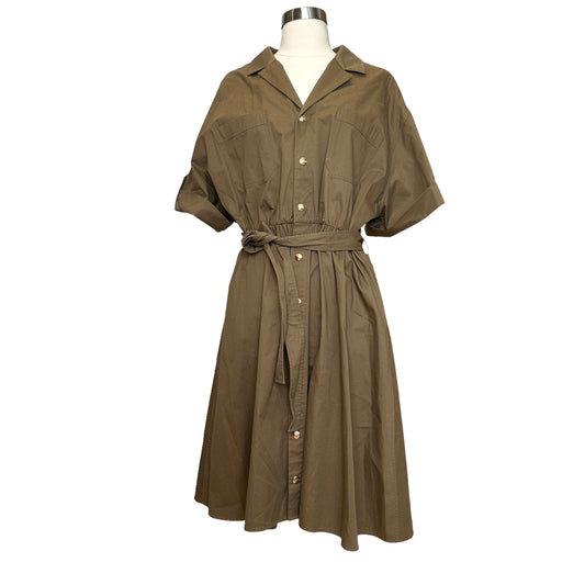 Kaki & Gold Dress - L