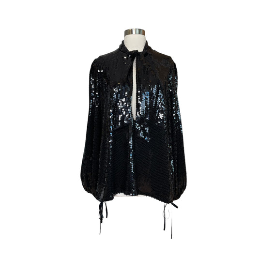 Black Sequin Long Sleeve Top - 46