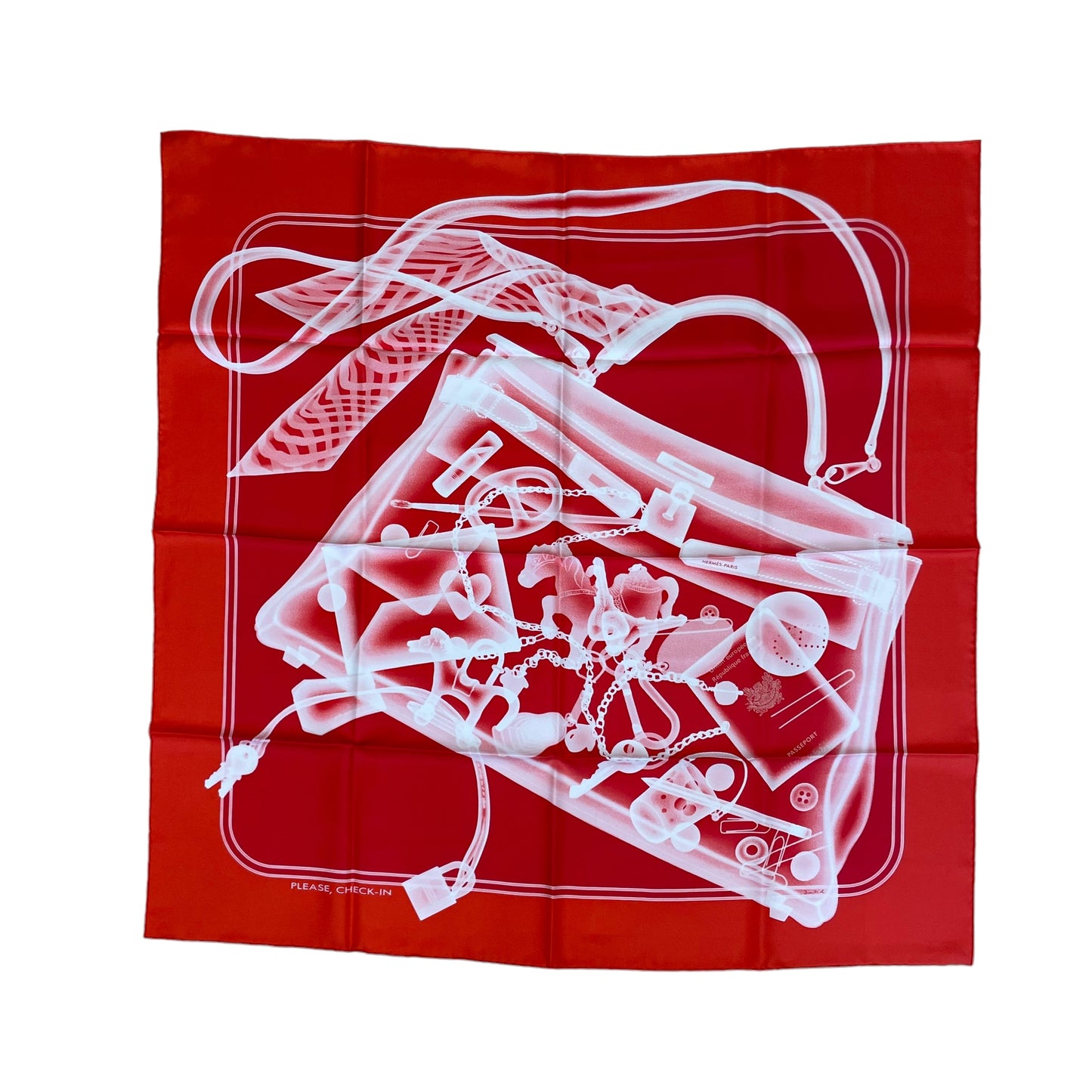 Red Check Bag Silk Scarf - OS