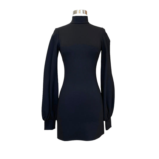 Black Long-Sleeved Mini Dress - XS
