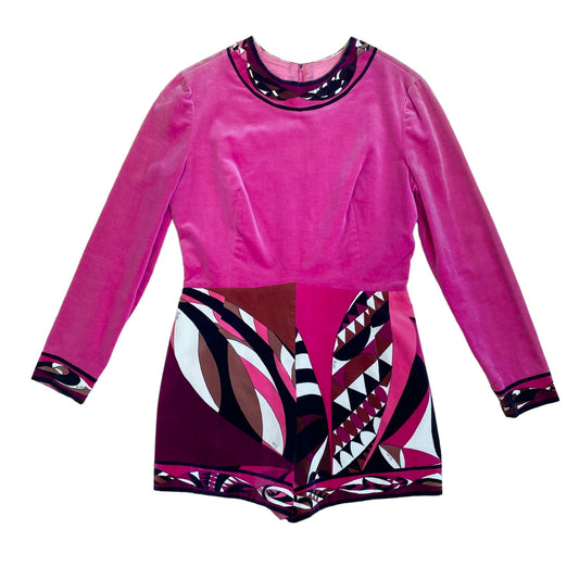 Vintage Pink Velvet Romper - XS