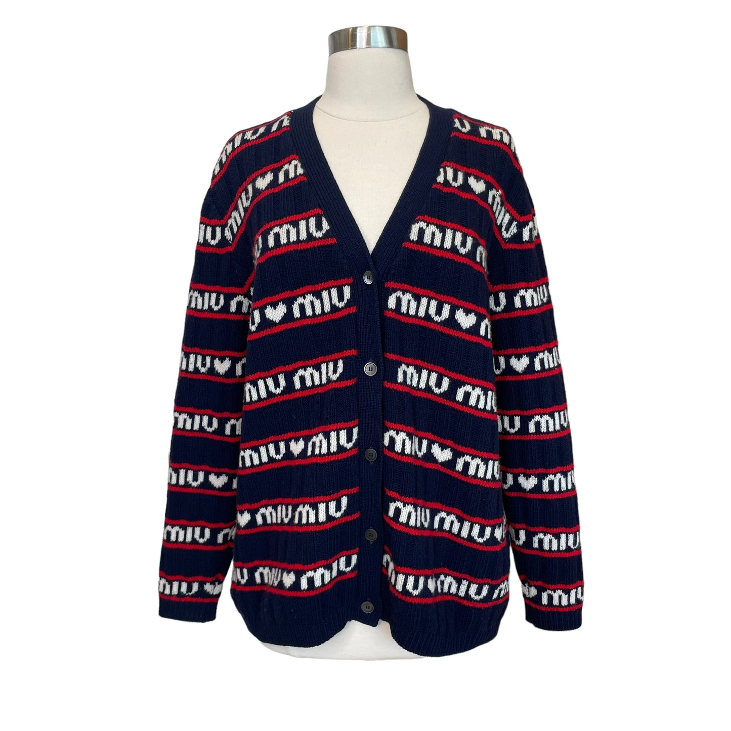 Logo Navy Cardigan - S