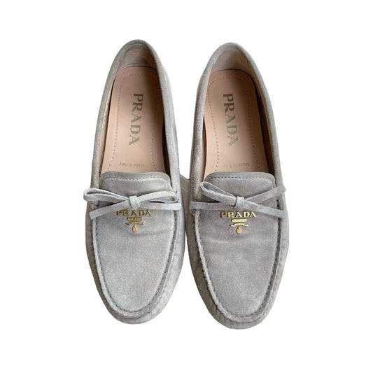 Beige Suede Logo Loafers - 8