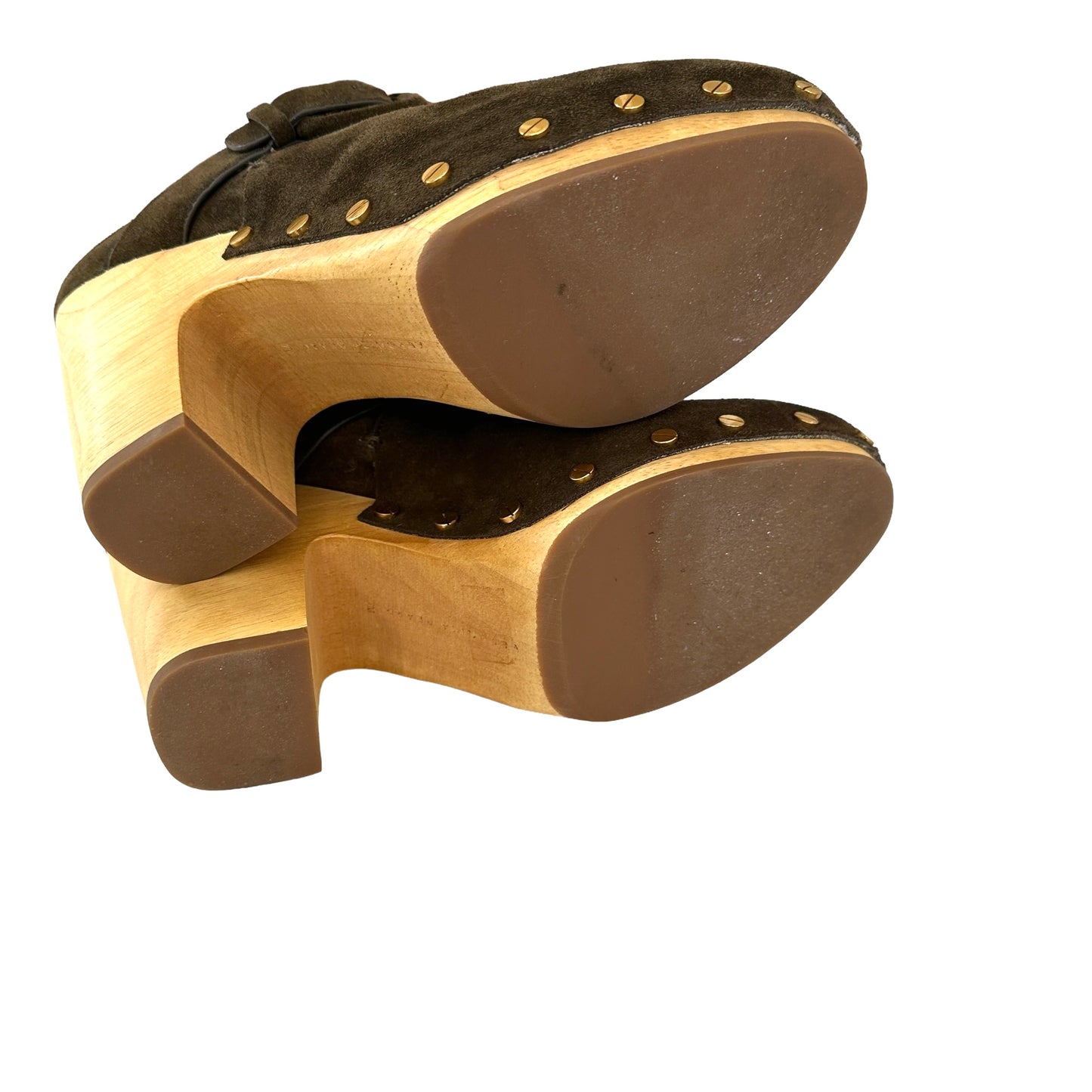 Kaki Suede Clogs - 7