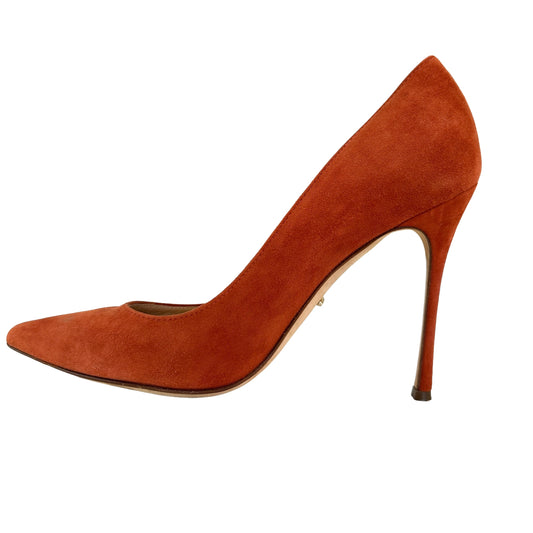 Burnt Orange Suede Heels - 7