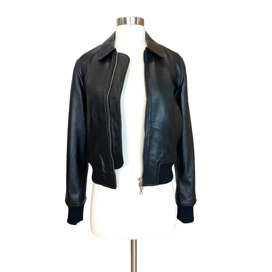 Leather Bomber Jacket - S