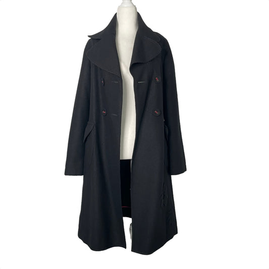 Black Wool Trench Coat - XS