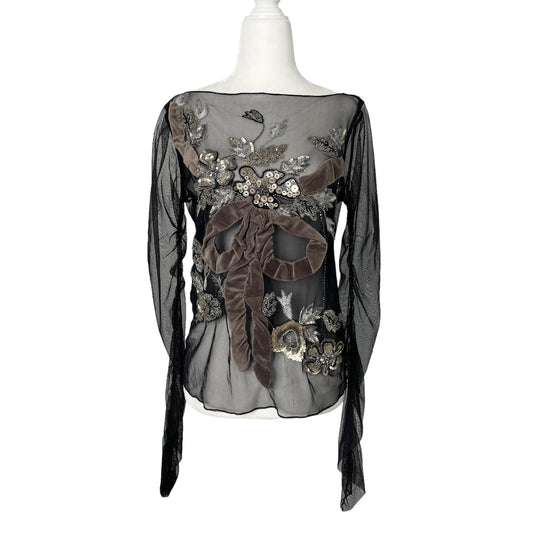 Black Embellished Top - S