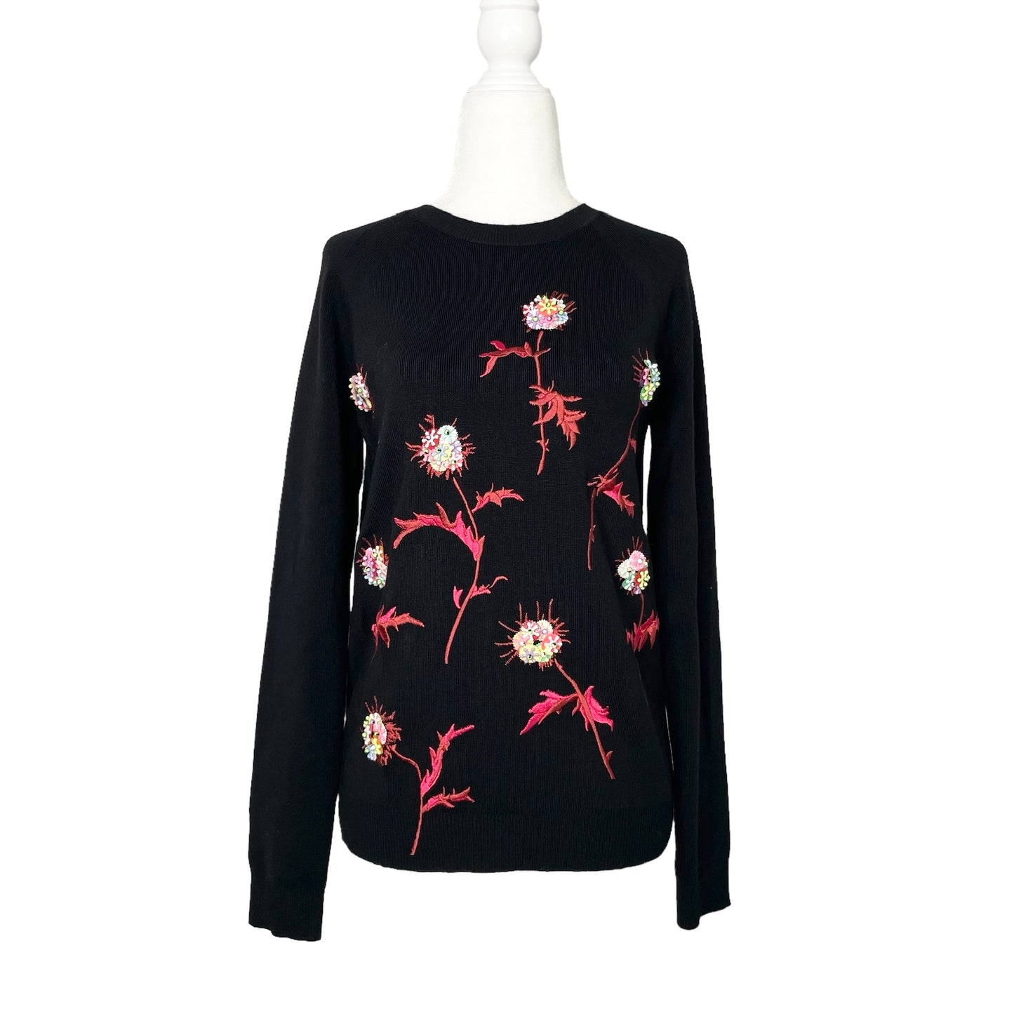 Flower Beaded Sweater - S