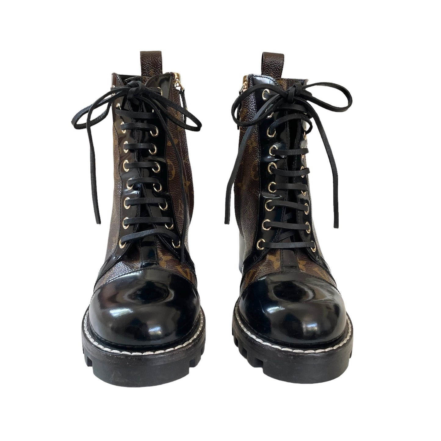 Monogram Heeled Combat Boots - 7.5