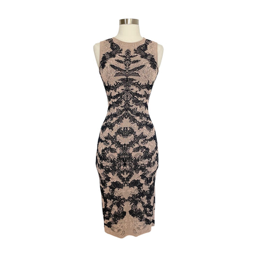 Beige & Black Lace Dress - S