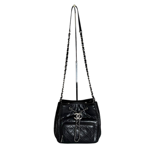 Black Drawstring Crossbody Bag