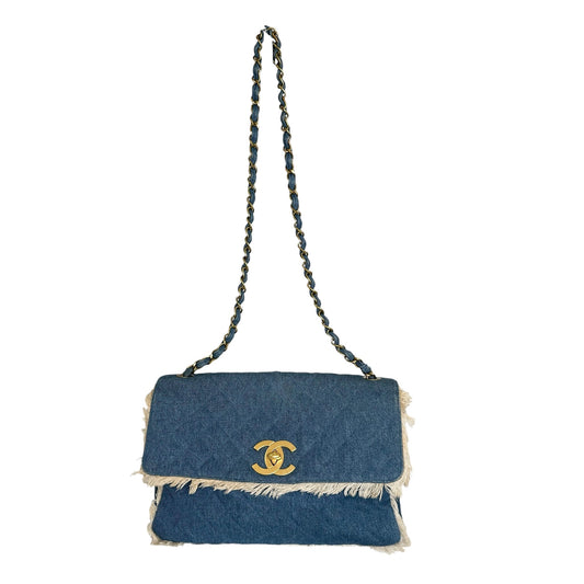 Raw Edge Denim Crossbody Bag