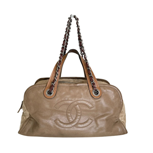 Brown & Beige Bowler Bag