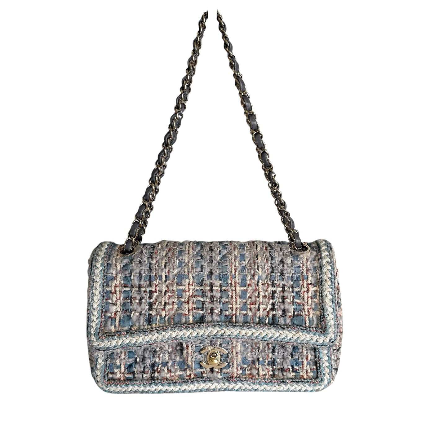 Blue Tweed Flap Bag