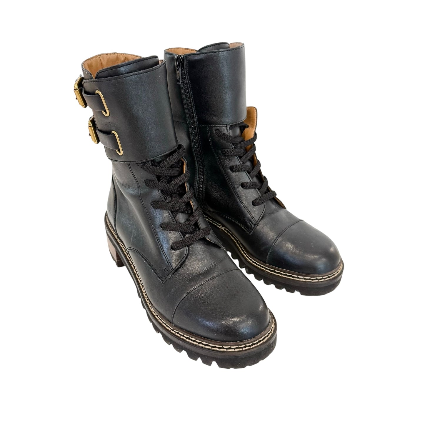 Black Combat Boots - 7.5