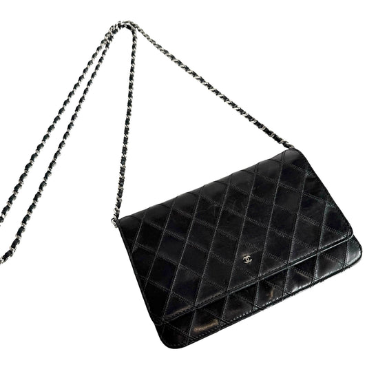 2012 Black Wallet on Chain Bag