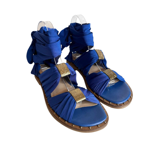 Blue Wrapped Ankle Sandals - 8