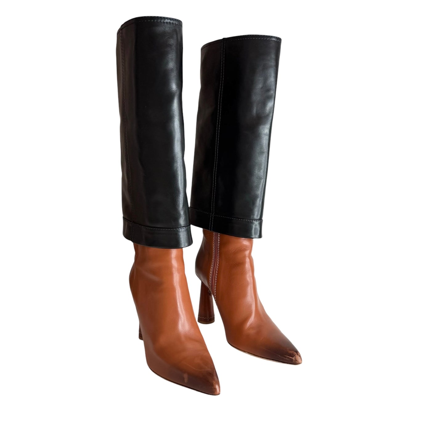 Black & Brown Heeled Boots - 10