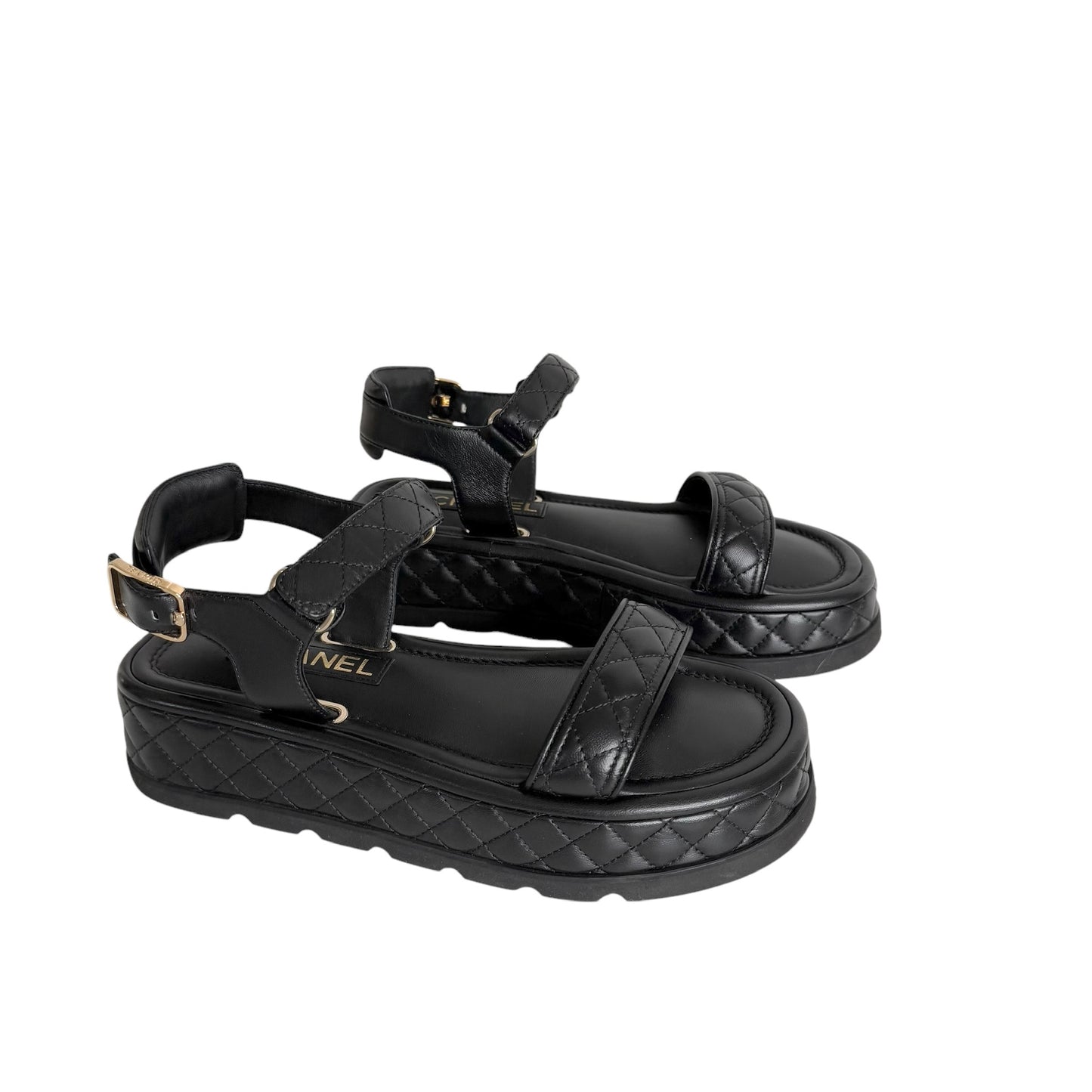 Black Leather Sandals - 9.5