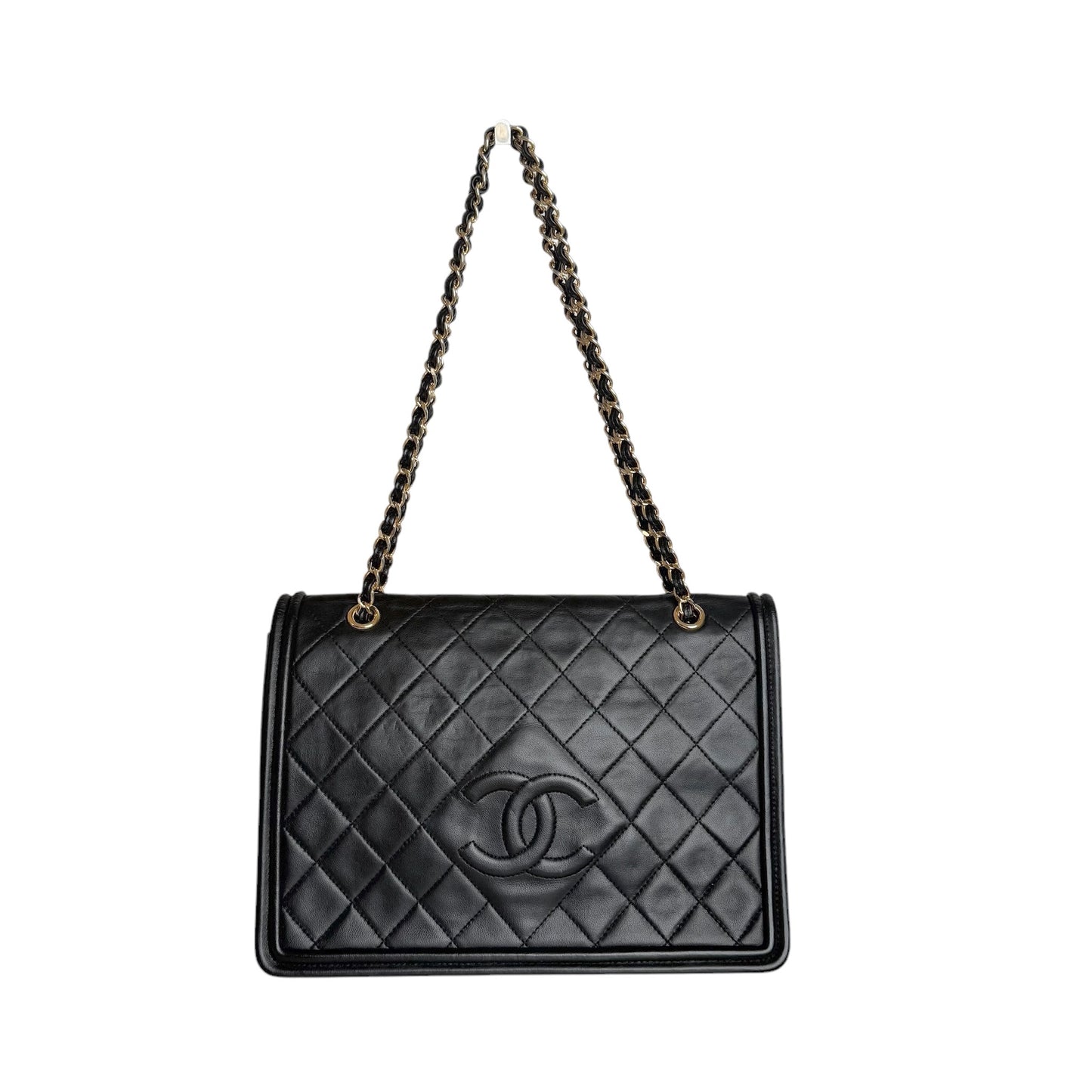 Black Lambskin Flap Bag