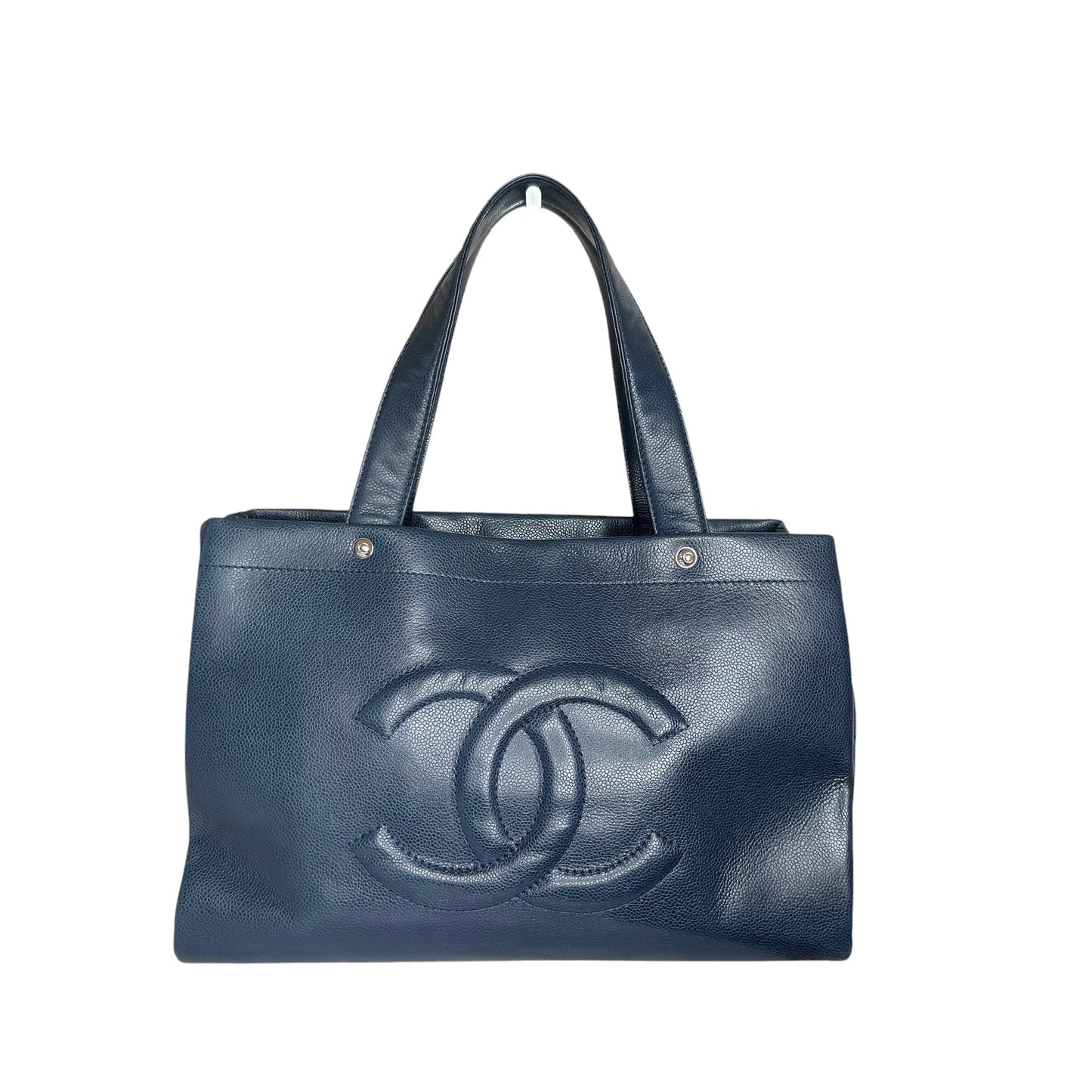 Navy Caviar Logo Tote