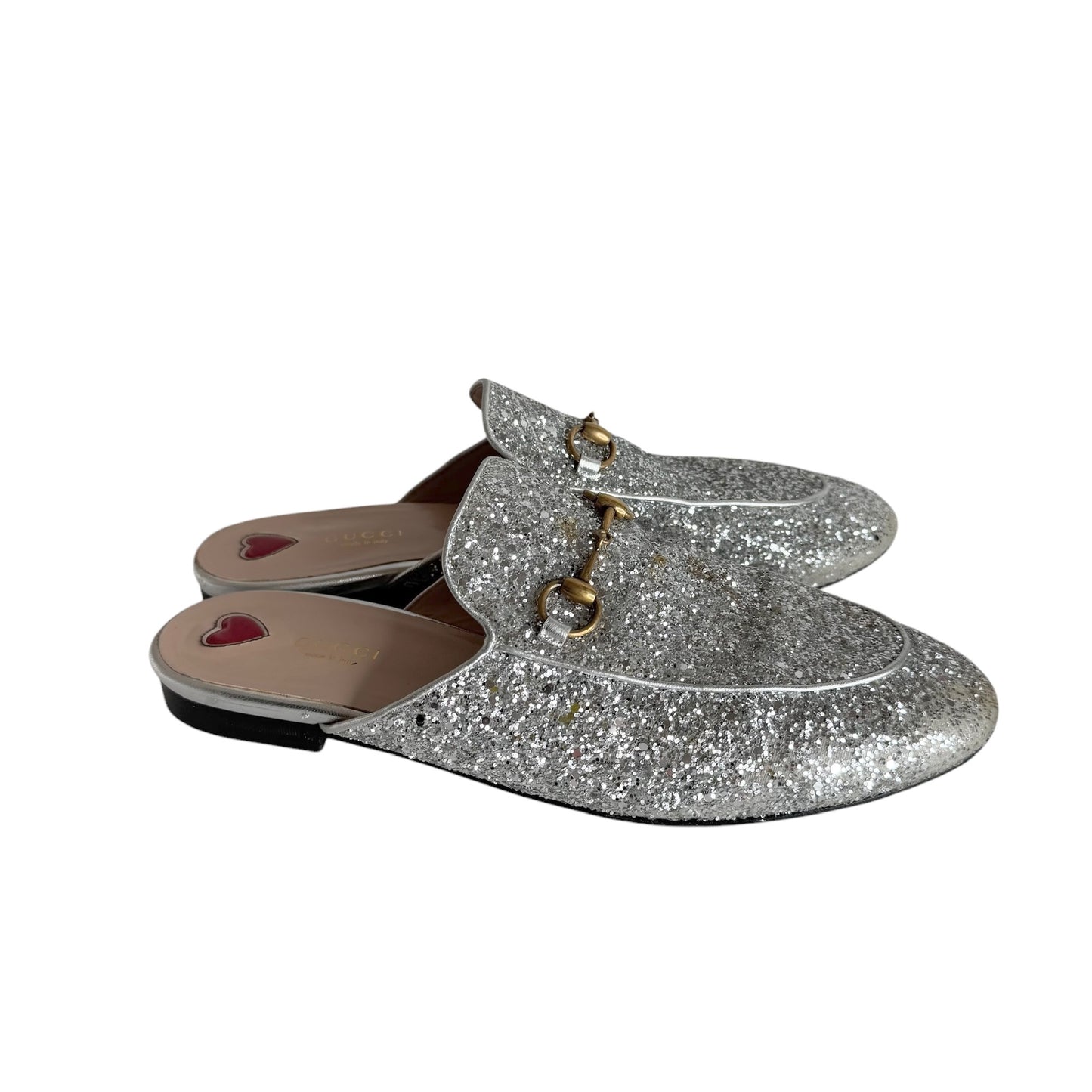 Silver Glitters Princetown Slides - 10.5